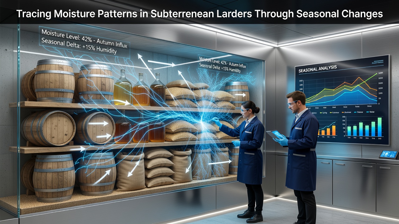 Tracing Moisture Patterns in Subterranean Larders Through Seasonal Changes